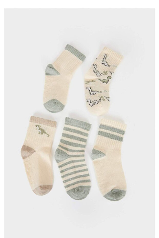 Non-Slip Sole 5-Piece Cotton Long Socks for Baby Boy E5011A5Ns