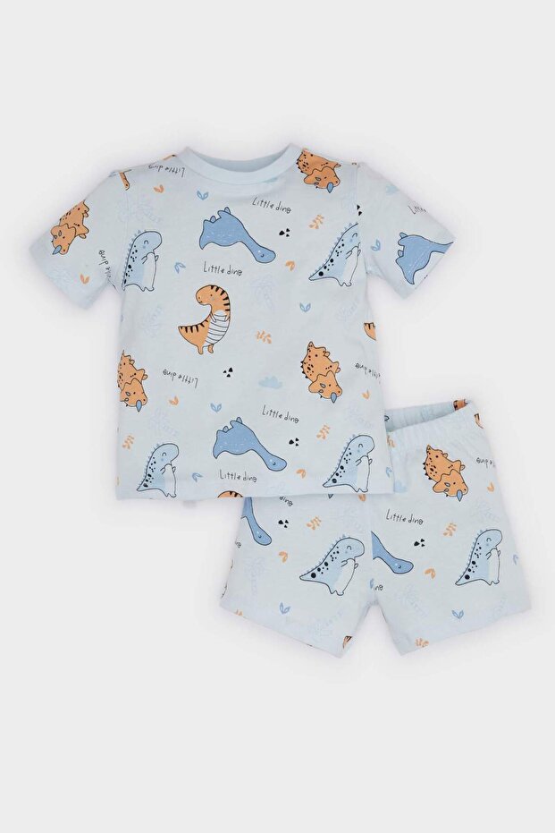 100% Cotton Dinosaur Printed Elastic Waist Pajama Set for Baby Boy E9605A525Sm