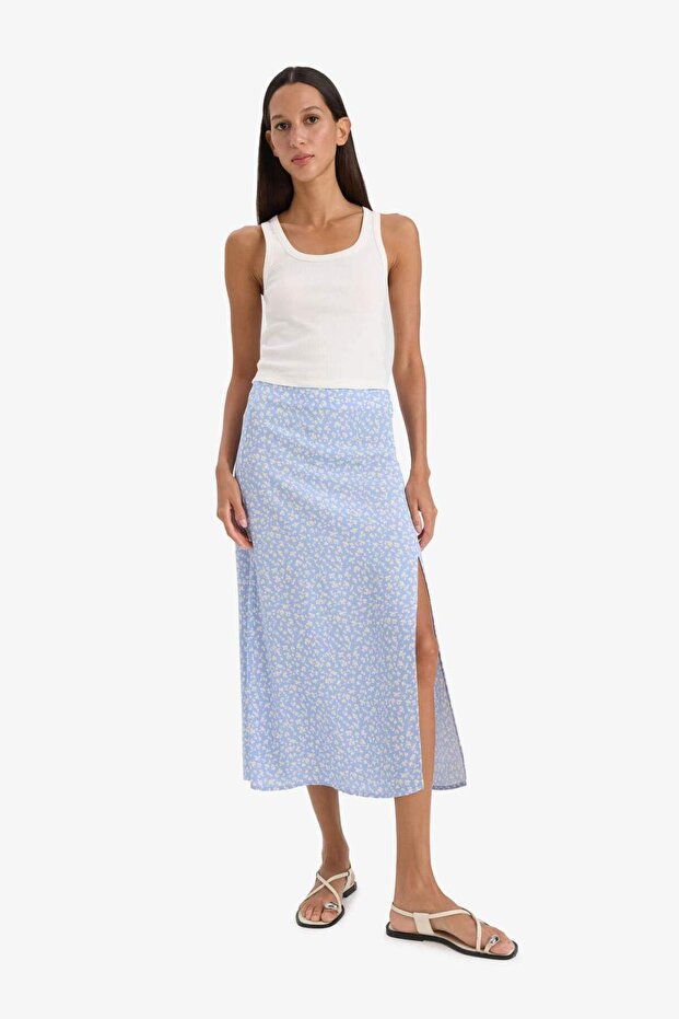 A-Line Floral Regular Waist Midi Skirt X6692Az25Sm