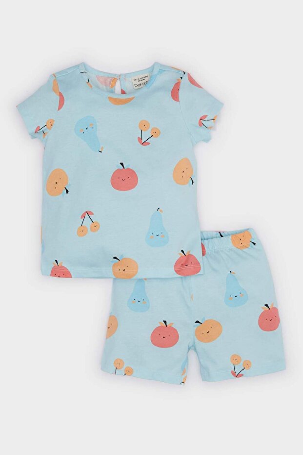 100% Cotton Fruit Patterned Elastic Waist Pajama Set for Baby Girl E9604A525Sm