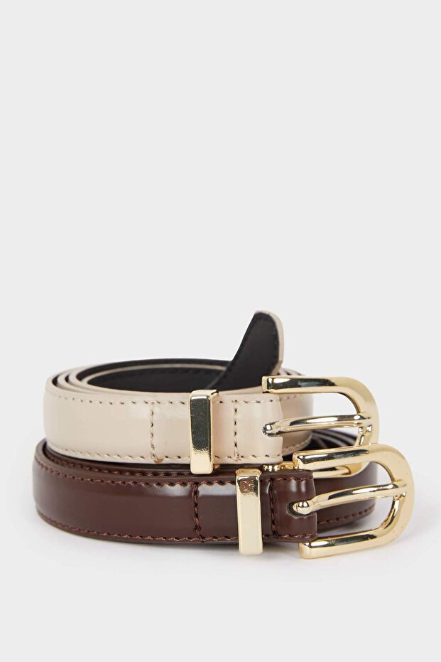 Women's Faux Leather 2-Piece Casual Belt F1904Axns