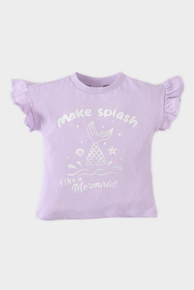Crew Neck Printed Short Sleeve T-Shirt Baby Girl E7833A525Sm