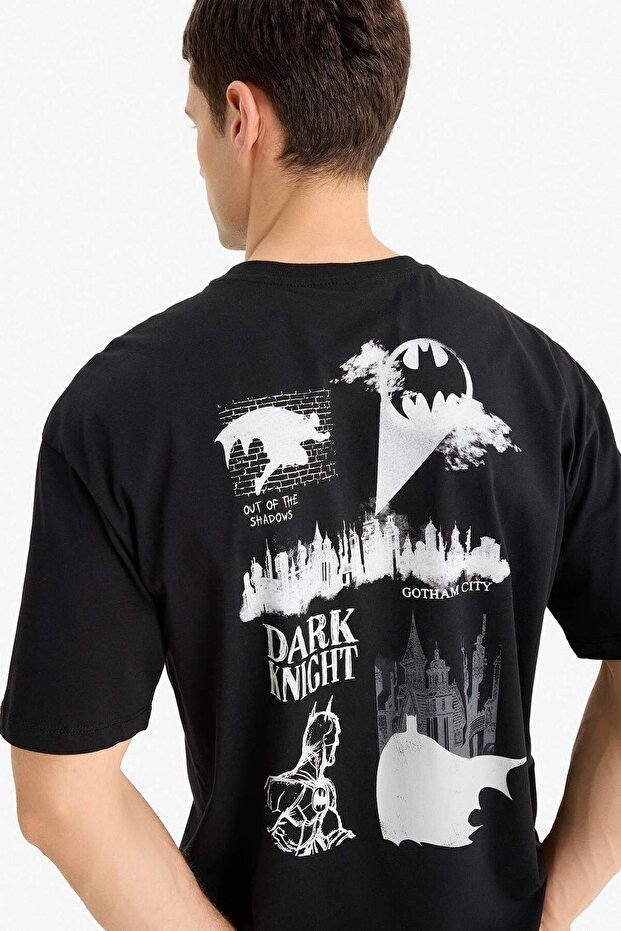 100% Cotton Batman Boxy Fit Crew Neck Back Printed Short Sleeve T-Shirt E0618Ax25Sm
