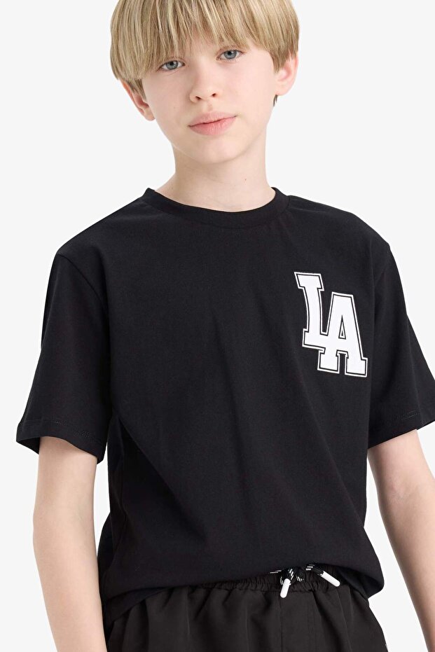 100% Cotton Crew Neck Printed Short Sleeve T-Shirt for Boys F2573A825Sm