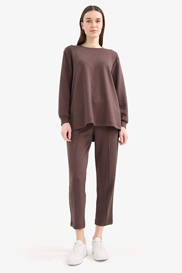 Regular Fit Crew Neck Basic Plain Sweatshirt Tunic D4598Ax25Sp - 2