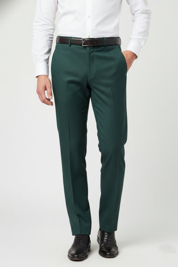 Men Teal Green Formal Trousers Regular Fit Office Business Casual Dress Pants Stylish Solid Pant