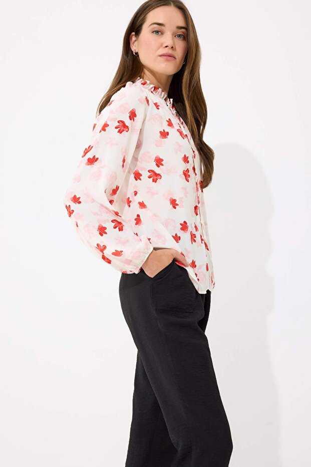 بلوزة ماروكين بأكمام طويلة بنمط منتظم E7637AX25SP - 3