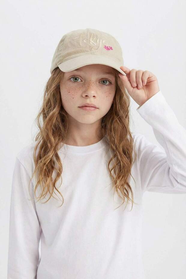 Girl's Embroidered Cotton Cap Hat D5321A825Sm