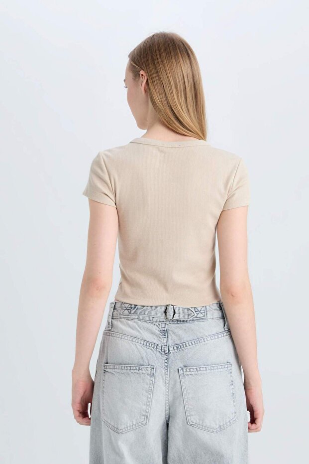 Fıtted Fitilli Kaşkorse Basıc Tişört E0287AX25SM - 5