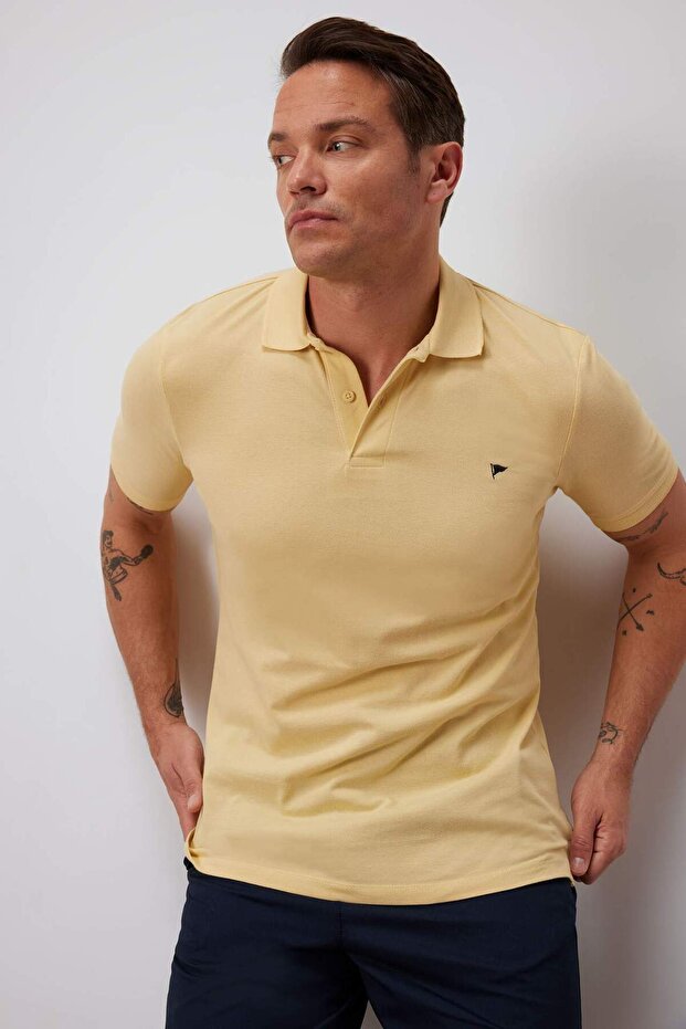 100% Cotton Slim Fit Slim Fit Polo Collar Embroidered Short Sleeve T-Shirt D7665Ax25Sp
