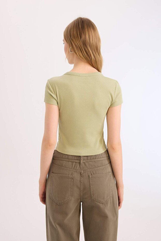 Fıtted Fitilli Kaşkorse Basıc Tişört E0287AX25SM - 5