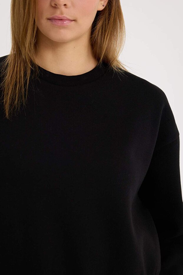 Boxy Fit Crew Neck Basic Plain Thick Sweatshirt E4732Ax25Sp - 5