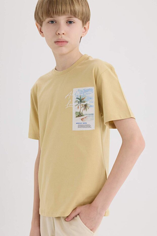 Crew Neck Embroidered Short Sleeve T-Shirt for Boys E3743A825Sm