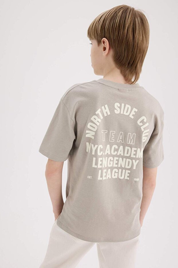 Crew Neck Back Printed Short Sleeve T-Shirt Boy D9265A825SM