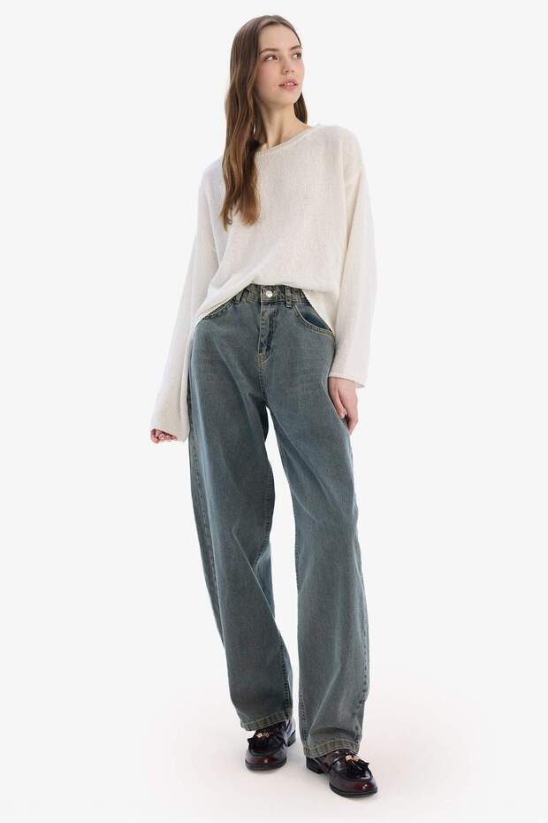 Regular Fit Boat Neck Basic Plain Knitwear Sweater E4679Ax25Sp - 3