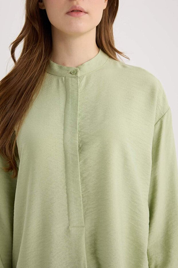 Relax Fit Hakim Yaka Basıc Gömlek Tunik E1757AX25SP - 5