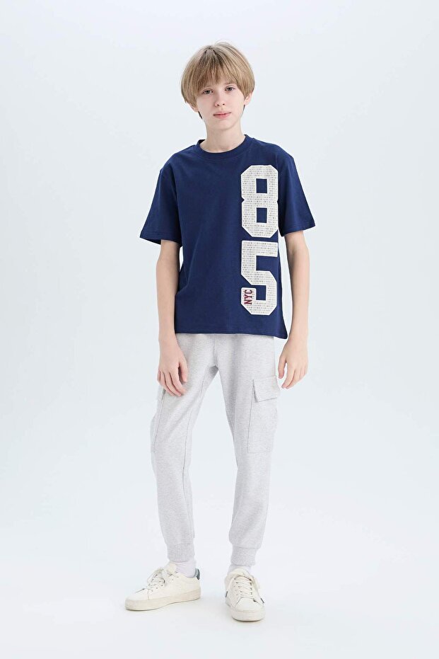 2-Piece Set Printed Short-Sleeved T-Shirt with Elastic Waist Sweatpants for Boys E2823A825Sp