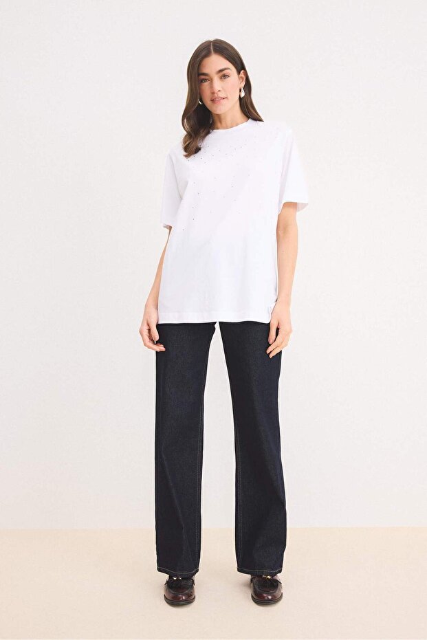 Basıc Beyaz Tişört Tunik E1397AX25SP - 2