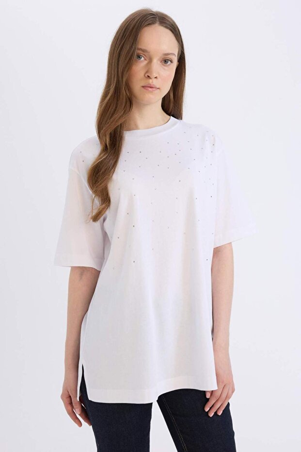 Basıc Beyaz Tişört Tunik E1397AX25SP - 5