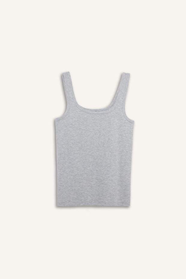 Slim Fit Basic Plain Round Neck Ribbed Camisole Undershirt E5540Ax25Sm - 8