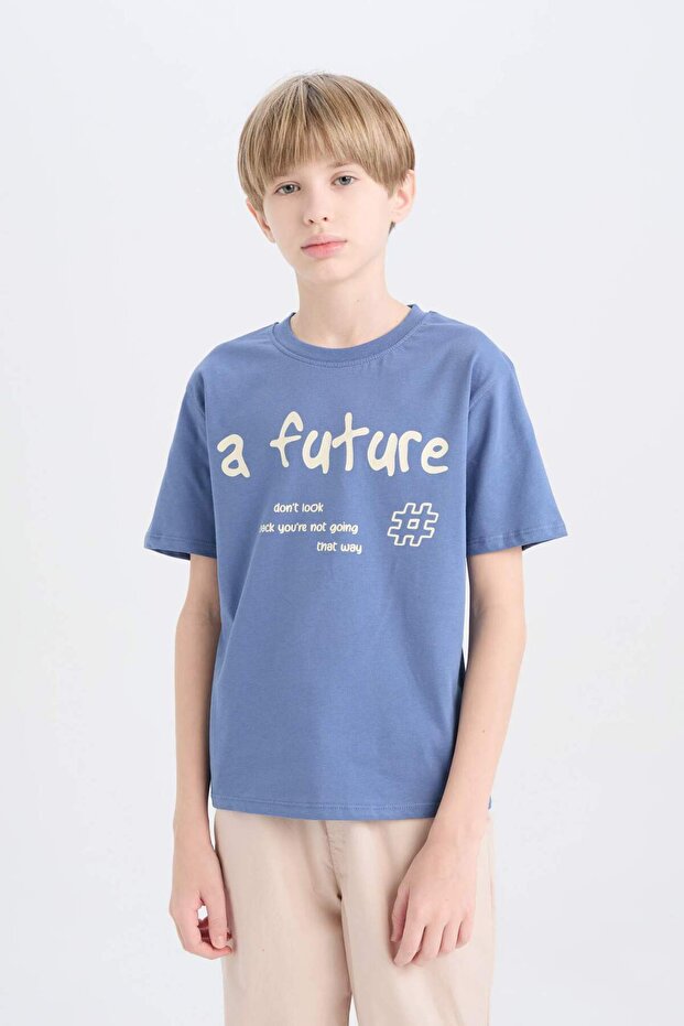 Boy's Crew Neck Printed Short Sleeve T-Shirt D9259A825Sm