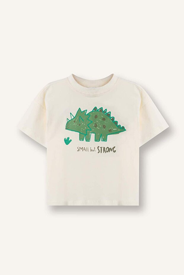 100% Cotton Regular Fit Dinosaur Printed Short Sleeve T-Shirt Baby Boy E1072A525Sm