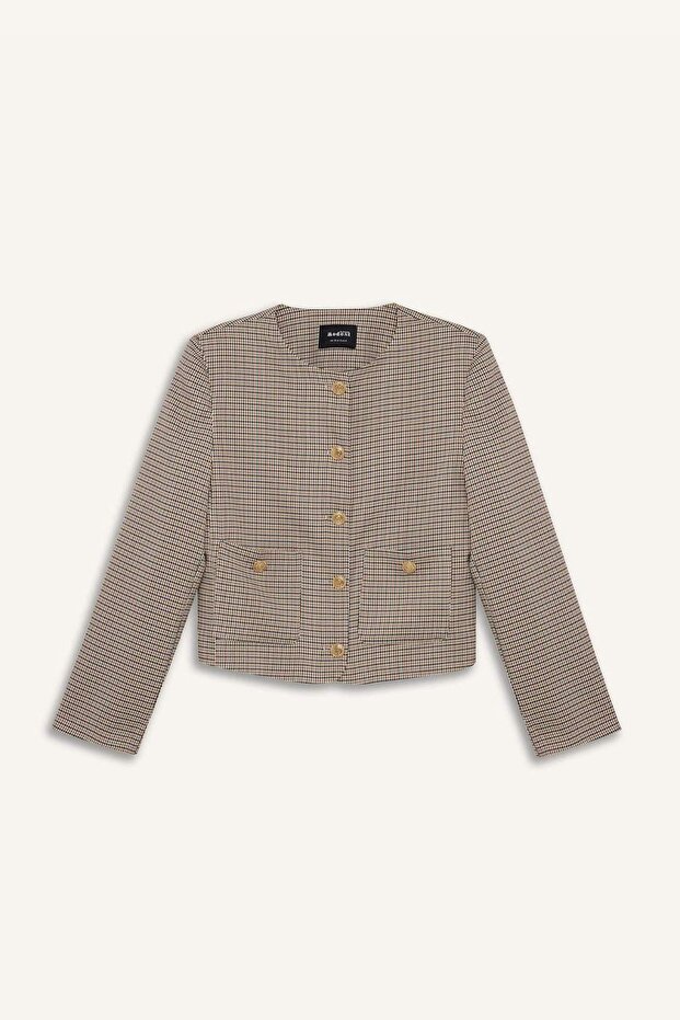 Crew Neck Checkered Blazer Jacket E5231Ax24Cw - 7