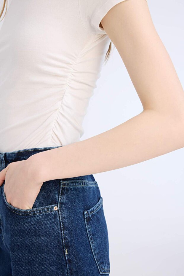 Fıtted Basıc Modal Beyaz Tişört E4519AX25SP - 6