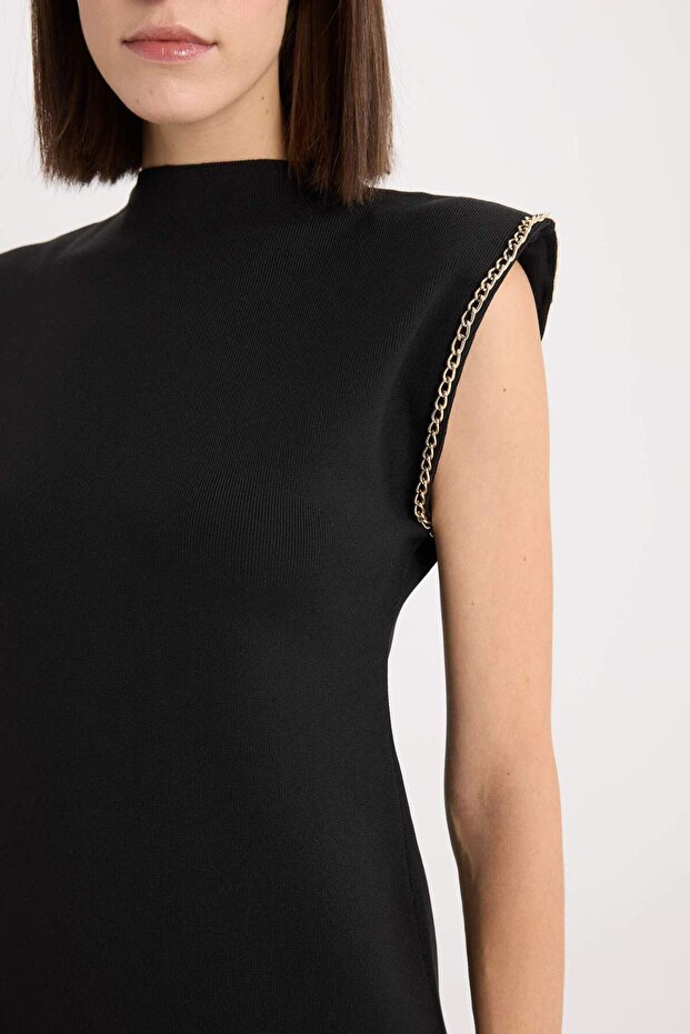 Fıtted Yarım Balıkçı Yaka Basıc Mini Elbise E2248AX24WN - 4