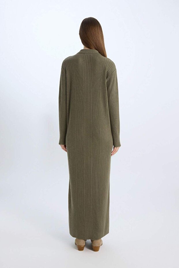 Polo-Kragen Basic Maxi Strickkleid D5434AX24WN - 5
