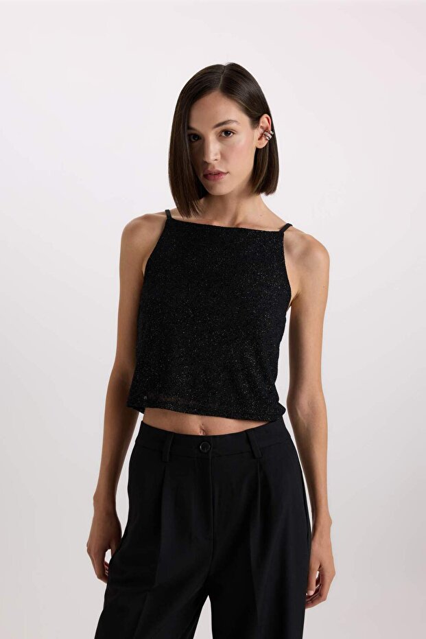 New Year's Themed Slim Fit Slim Fit Tulle Sling Blouse D9844Ax24Au