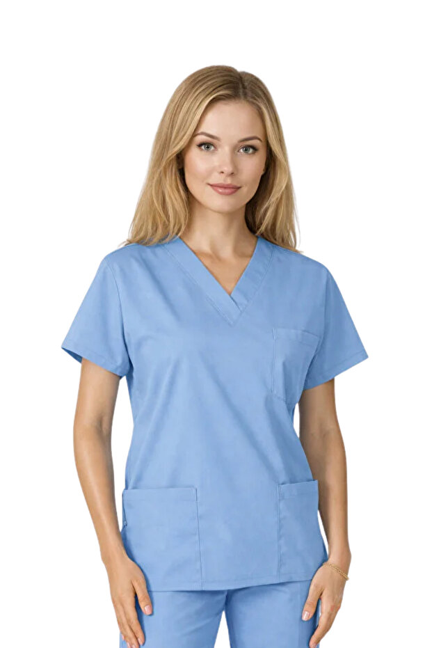 3X-Dry Unisex Doctor and Nurse Surgical Uniform Light Blue |   Brl Scruble Tek Üst
