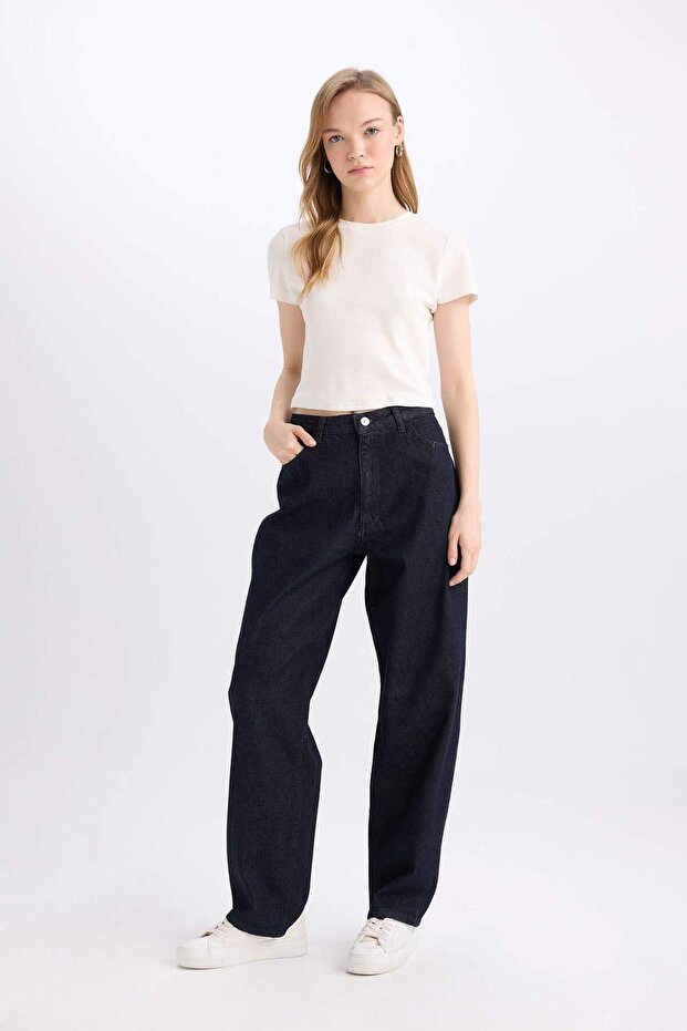 Baggy Fit High Waist Long Jean Pants E0740Ax24Wn
