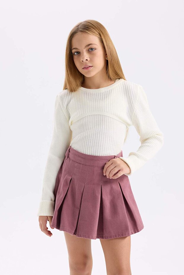 Fitted Crew Neck Knitwear Sweater for Girls D1393A824Wn