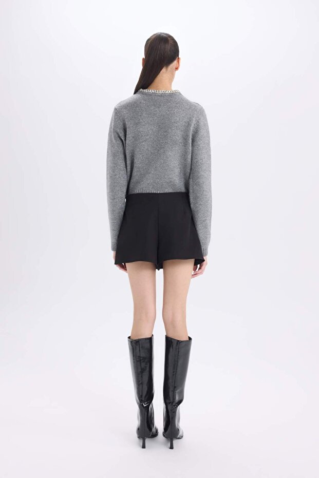 Normal Bel Basıc Siyah Şort Etek E2453AX24WN - 6