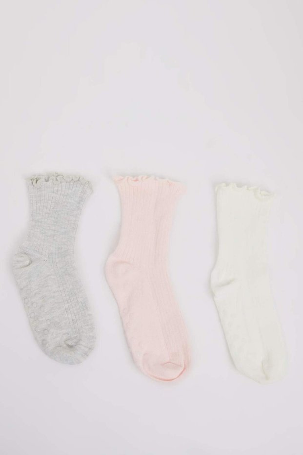 Baby Girl Anti-Slip Sole 3-Piece Cotton Long Socks D2487A5Ns
