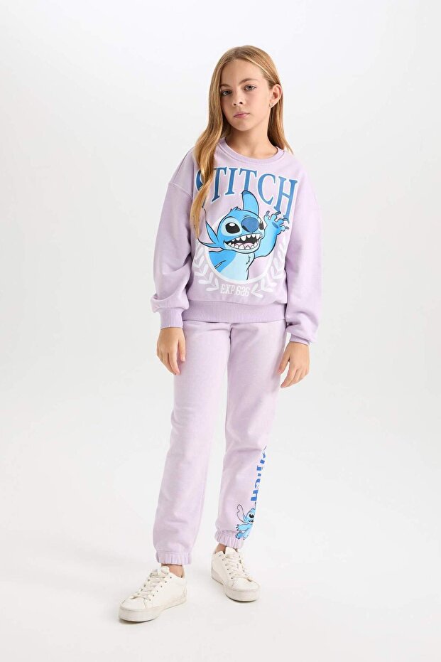 Girls Disney Lilo & Stitch Standard Fit Jogger Sweatpants with Elastic Waist D3224A824Wn