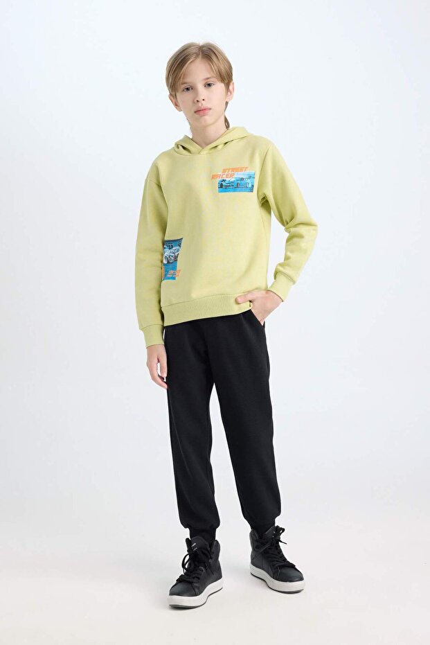 Boy's 2-Piece Set Hooded Printed Sweatshirt with Elastic Waist Jogger Pants Sweatpants D5222A824Wn