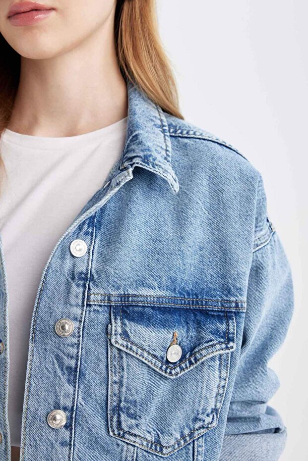 Crop Buttoned Jean Jacket 3162435 - 5