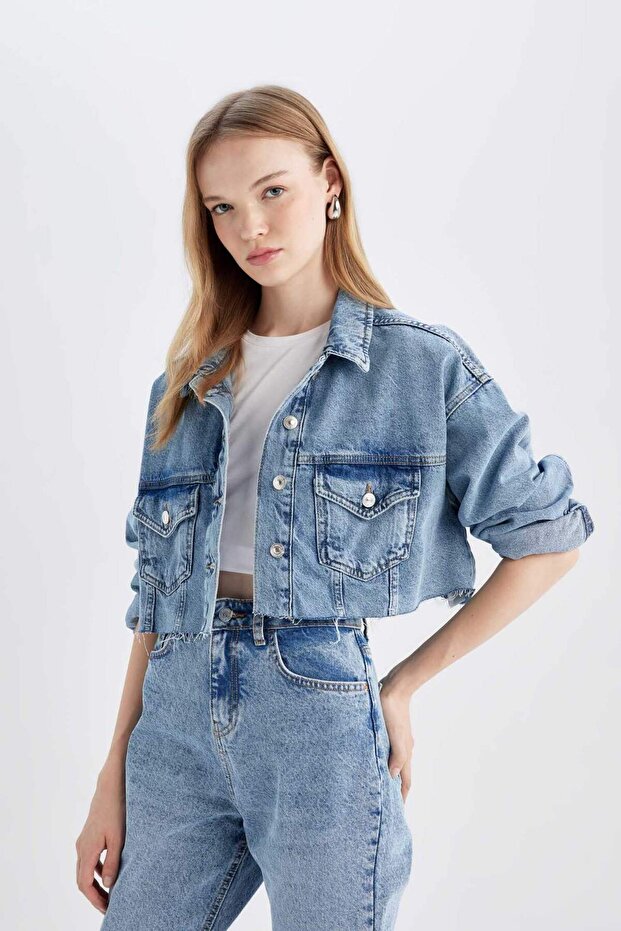 Crop Buttoned Jean Jacket 3162435 - 4