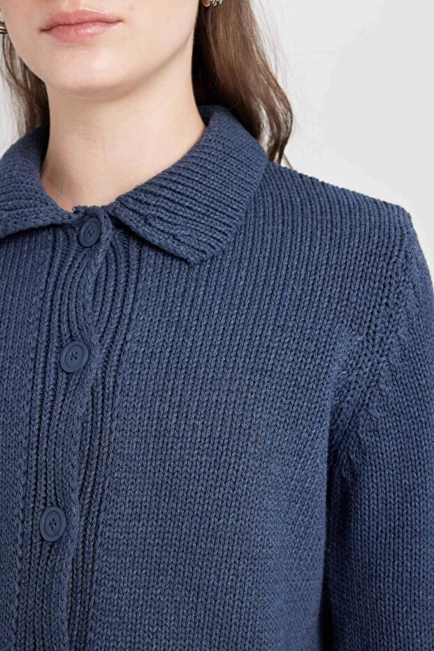 Polo Yaka Basıc Düğmeli Triko Hırka D5395AX24AU - 5