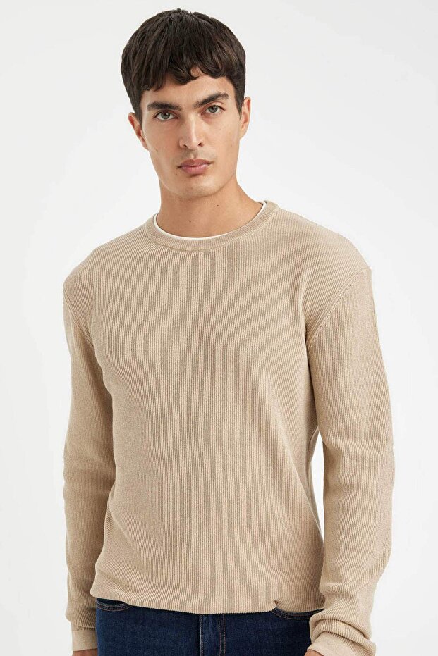 Relax Fit Crew Neck Collar Combed Cotton Knitwear Sweater D3290Ax24Au