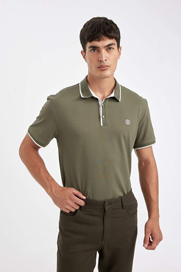 New Regular Fit Polo Neck Short Sleeve Pique T-Shirt D5993Ax24Sm
