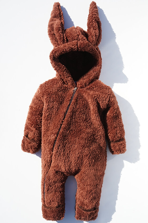Baby Girl And Child Plush Zippered Winter Rabbit Jumpsuit