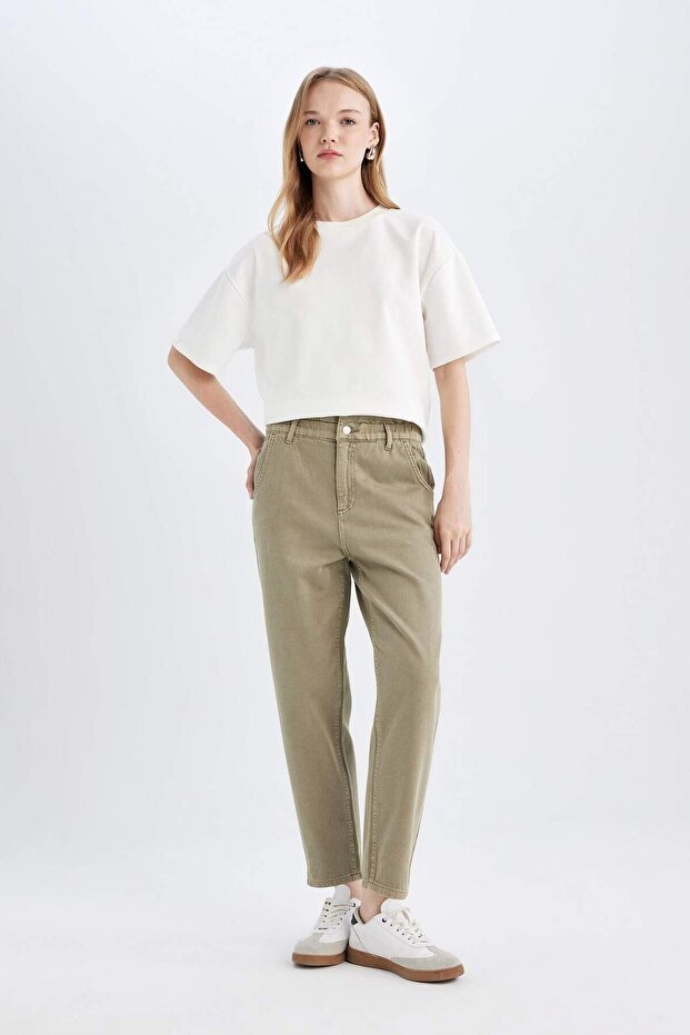 Paperbag High Waist Ankle Length Jean Pants 25K 801005153