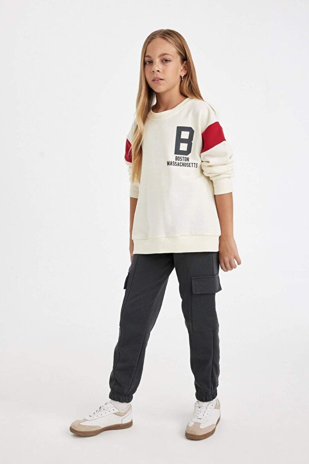 Cargo Pocket Elastic Waist Jogger Sweatpants for Girls D3202A824Wn