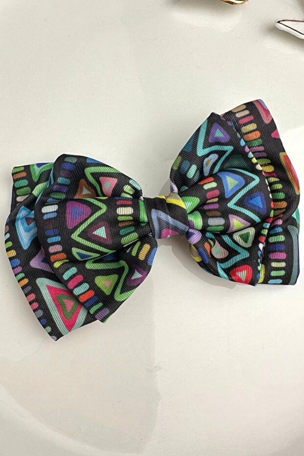 بنقشة إثنية مشبك شعر أوتوماتيكي (12 سم) - 2