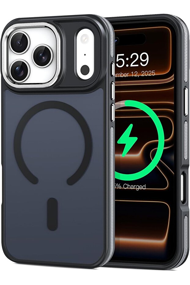 Magnetic Translucent Matte Case with Wireless Charging Support, Shockproof Protection