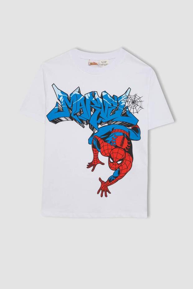 تي شيرت Marvel Spiderman ذو رقبة دائرية وأكمام قصيرة للأولاد D2103A824HS