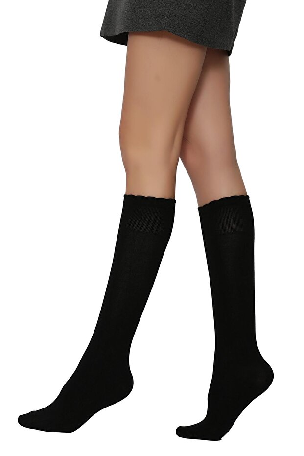 Soft Viscose Knee Socks Black - 2